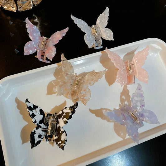 Acetate Resin Hair Claw Sweet Fairy Butterfly Hairpin Clip - Gradient Tie-Dye Colored Hair Accessories Barrettes for Women & Girls