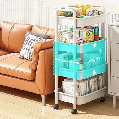 Mobile Storage Rack Trolley Organizer - Multifunctional Kitchen Cart with Wheels - Household Multi-Storey Bookshelf