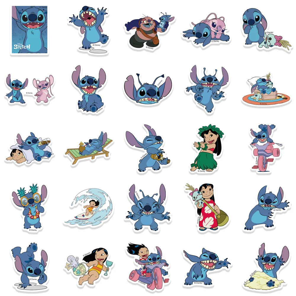 51PCS Cute Cartoon Lilo & Stitch Stickers for DIY Diary, Laptop, Luggage, Skateboard Graffiti Decals - Fun Classic Toy