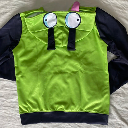 Anime Invader Cosplay Costume Coat - Alien Zim Hoodies Jacket with Ears | Hooded Zip-Up Pullovers Sweatshirts for Halloween