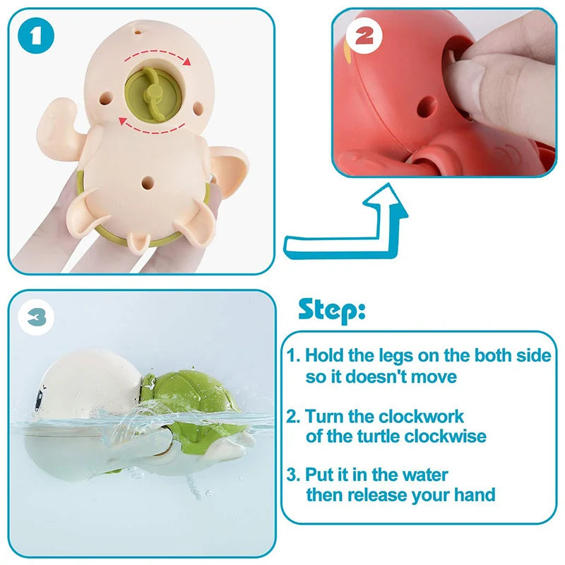 Baby Bath Toys Bathing Cute Swimming Turtle & Whale Pool Beach Classic Chain Clockwork Water Toy For Kids