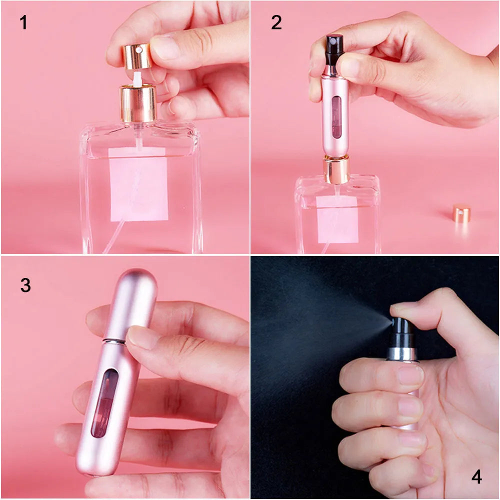 8/5ml Portable Perfume Atomizer - Mini Refillable Aluminum Spray Bottle for Cosmetics and Travel