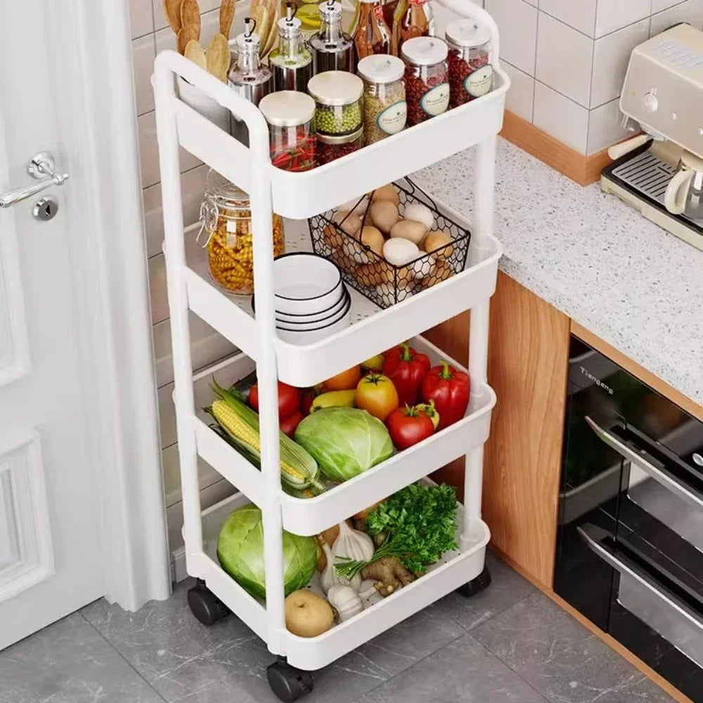 Mobile Storage Rack Trolley Organizer - Multifunctional Kitchen Cart with Wheels - Household Multi-Storey Bookshelf