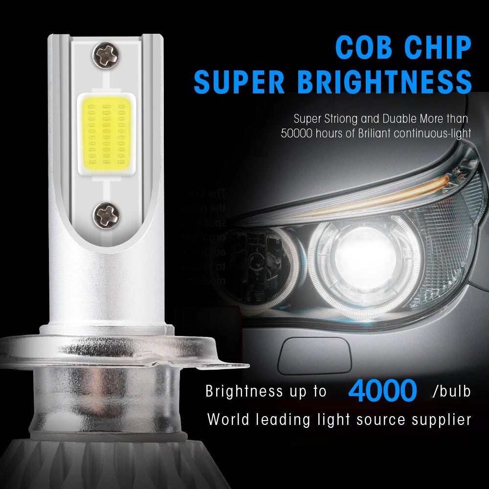 2x H7 LED Headlight Bulbs (Also Available in H11, H4, H1, H3, H8, HB1, HB3, HB4, HB5, HIR2, H13, H27, 9005, 9006) - COB C6 Car Lights - 3000K/6000K/8000K