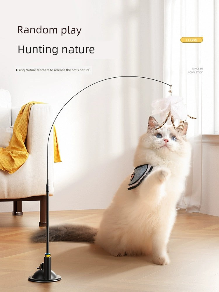 Relieving Stuffy Handy Gadget Long Brush Holder Pet Cat Toy with Suction Cup