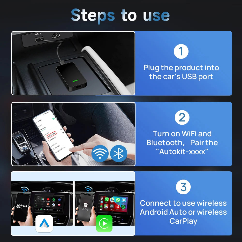 2air CarlinKit 5.0 Wireless CarPlay & Android Auto Box - Dual-Band WiFi, Auto Connect, Plug & Play