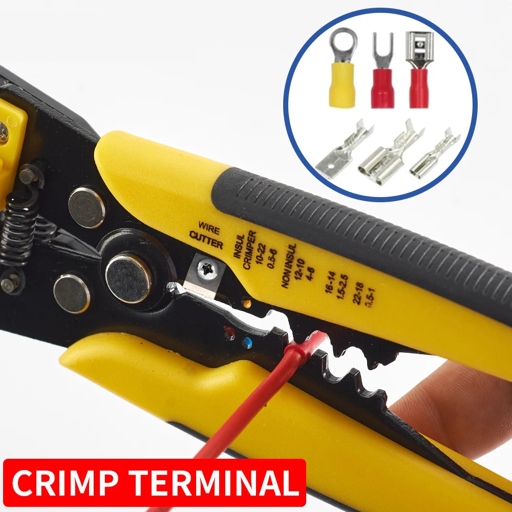 Multifunctional Automatic Wire Stripper, Crimper, and Cable Cutter - Adjustable Terminal Hand Tool