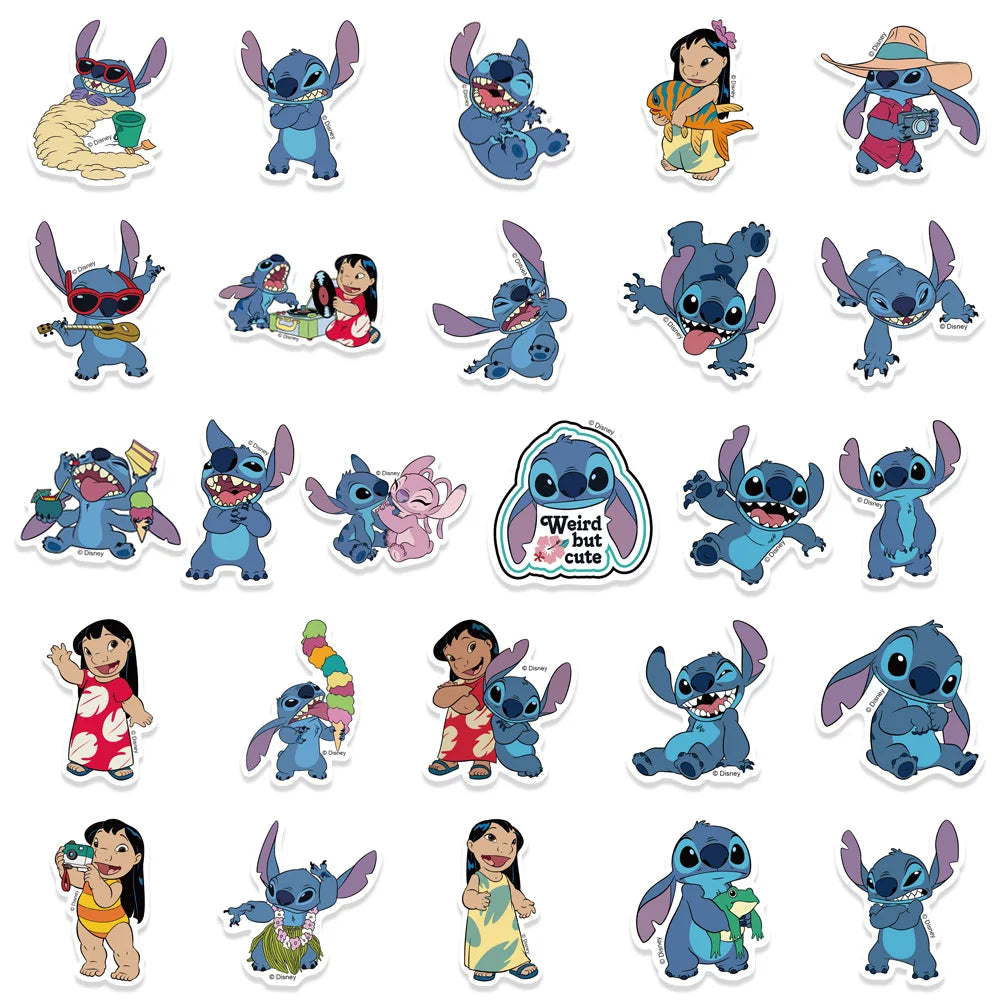 51PCS Cute Cartoon Lilo & Stitch Stickers for DIY Diary, Laptop, Luggage, Skateboard Graffiti Decals - Fun Classic Toy