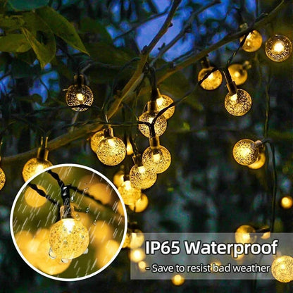 Solar Crystal Globe LED String Lights - 60 LED, 8 Lighting Modes, IP65 Waterproof, Fairy Lights for Garden and Party Decor (1pc/2pcs)