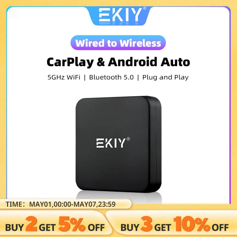 EKIY NEW Mini Wireless CarPlay Adapter for Toyota, Mazda, Nissan, Camry, Suzuki, Subaru, Citroen, Audi, Mercedes, Kia, Ford, Opel - Compatible with iOS15, Spotify, Bluetooth