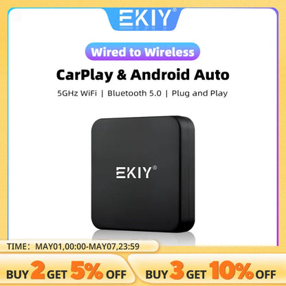 EKIY NEW Mini Wireless CarPlay Adapter for Toyota, Mazda, Nissan, Camry, Suzuki, Subaru, Citroen, Audi, Mercedes, Kia, Ford, Opel - Compatible with iOS15, Spotify, Bluetooth