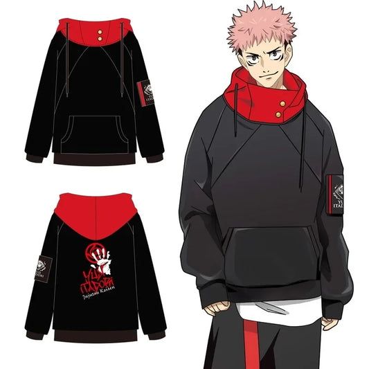 Novelty Anime Jujutsu Hoodie Itadori Yuji Cosplay Costume with Satoru Gojo Cargo Pants