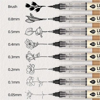 New Big Capacity Waterproof Ink Art Markers Brush Pen Sketch Drawing comics Pigment Line Pens Office School Stationery Supplies
