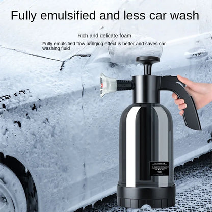 2L Hand Pump Foam Sprayer with 3 Types of Nozzles - Hand Pneumatic Foam Cannon Snow Foam Car Wash Spray Bottle for Car Window Cleaning