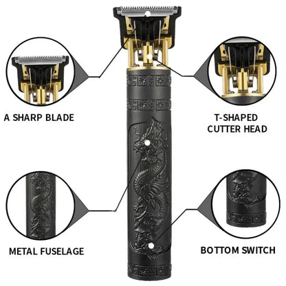 Haircut Razor for Men Rechargeable Clipper Shaver Adult Electric Vintage Clipperrazor Home USB Charging Barber Shop Black Dragon