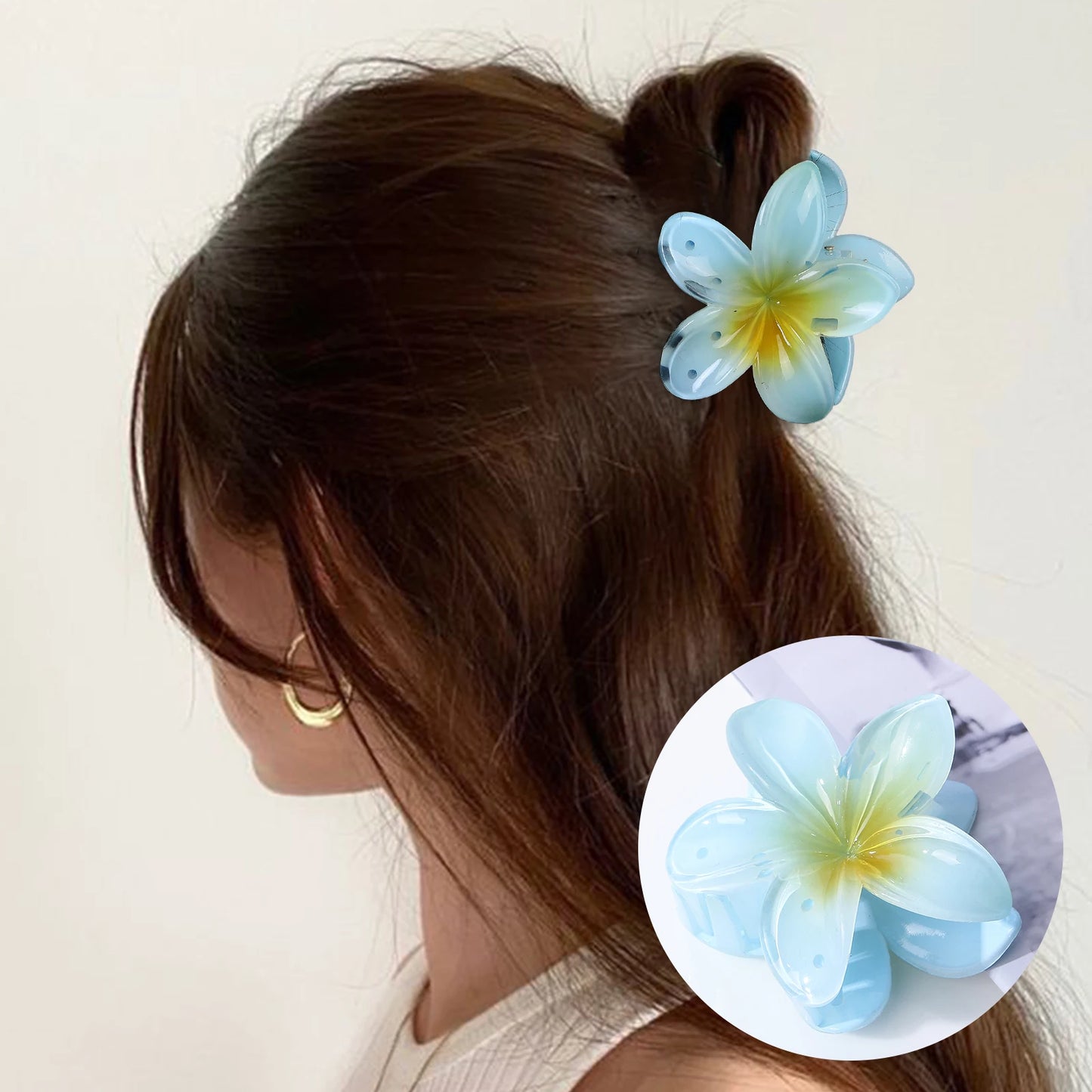 Fashion Women Beach Vacation Bohemia Egg Flower Hair Clips Flower Large Hair Claw Hairpin Women Girls Accessories