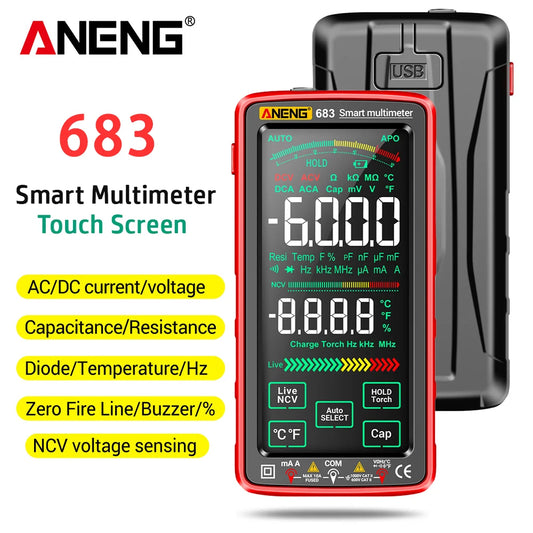 683 Smart Multimeter High-end Touch 6000 Counts Multimetro Test Rechargeable Multitester AC/DC Voltage Tester Current Tool