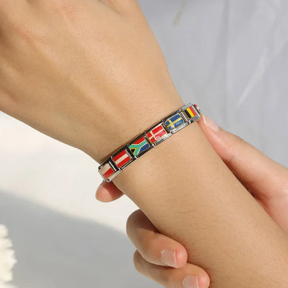 New Original Daisy Fashion World National Flag Italian Charm Fit 9mm Bracelet Stainless Steel Jewelry Making DJ046