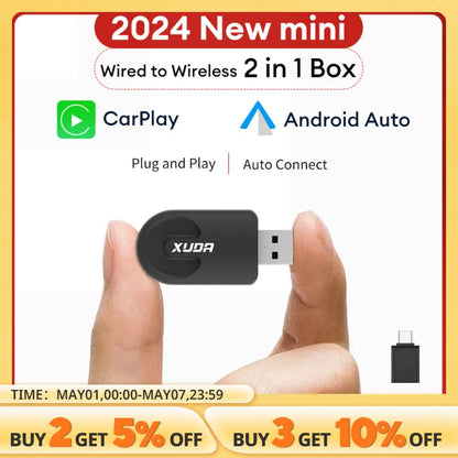 XUDA NEW Wireless CarPlay Android Auto Wireless Adapter Smart Mini Box Plug And Play WiFi Fast Connect Universal For Nissan