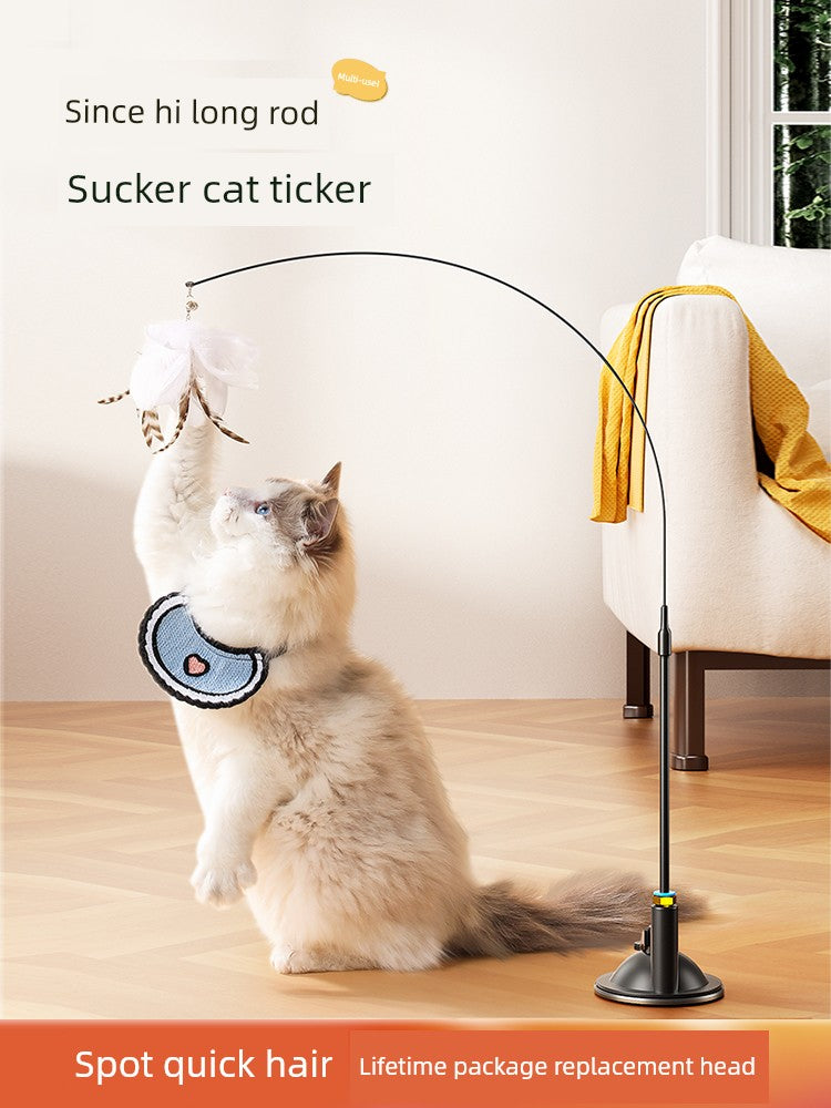 Relieving Stuffy Handy Gadget Long Brush Holder Pet Cat Toy with Suction Cup