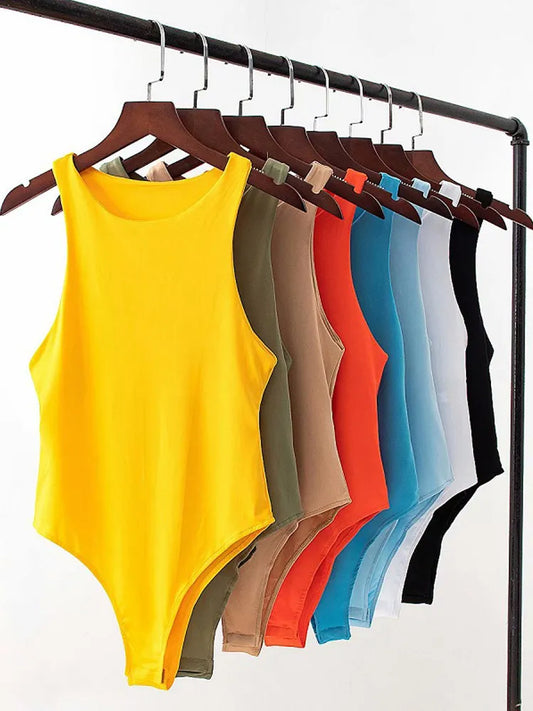 Chic Summer Solid Bodycon Women's Bodysuit - 8 Colors